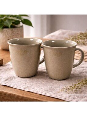 Mikasa Stone Craft Sand Piper Beige Speckled Coffee Mugs 10 Oz Set Of 2 Microwav